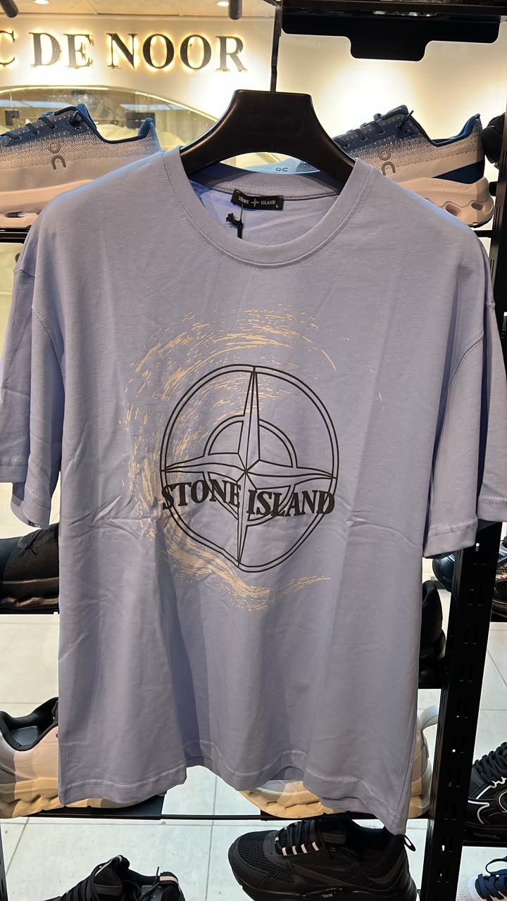 T-shirt stone is land Bleu