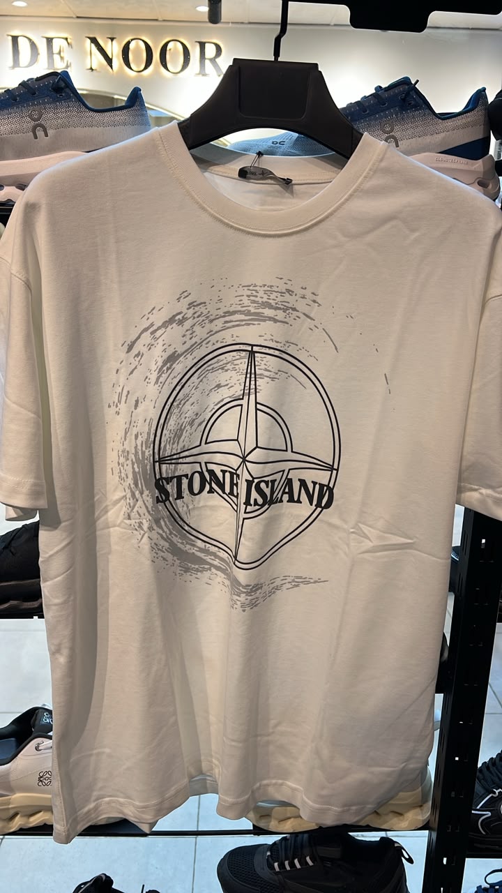 T-shirt stone is land blanc